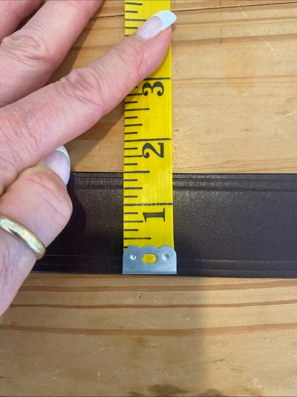 The Honest Company Dark Brown Triple-Prong Leather Belt with Brass Buckles